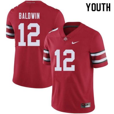 NCAA Ohio State Buckeyes Youth #12 Matthew Baldwin Red Nike Football College Jersey CTE4745CE